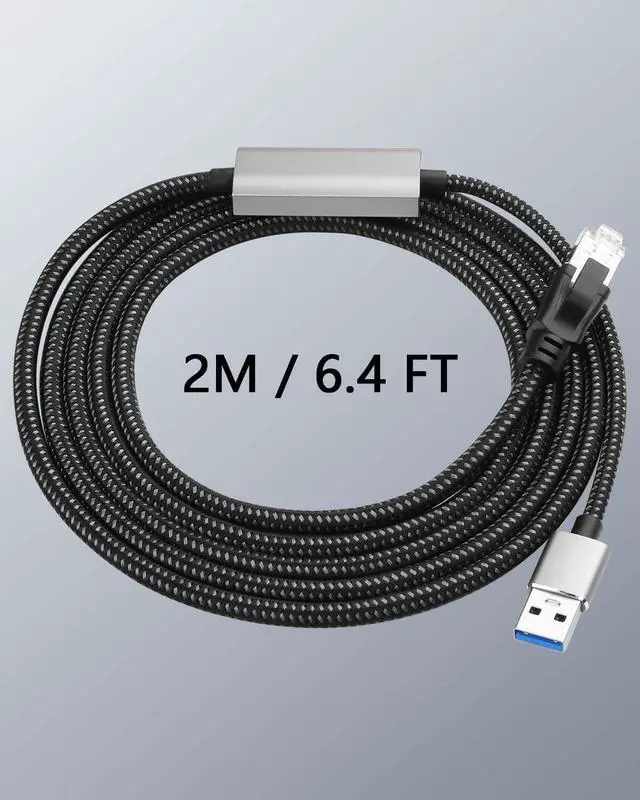 Alt view image 7 of 7 - USB A to 2.5 Gbps Ethernet Cable 6.5 FT, Gigabit RJ45 LAN to Type A Adapter, Directly Connected Cat Network Cable Converter to Type A Cable Compatible for Laptop, Desktop PC, Switch, TV Box