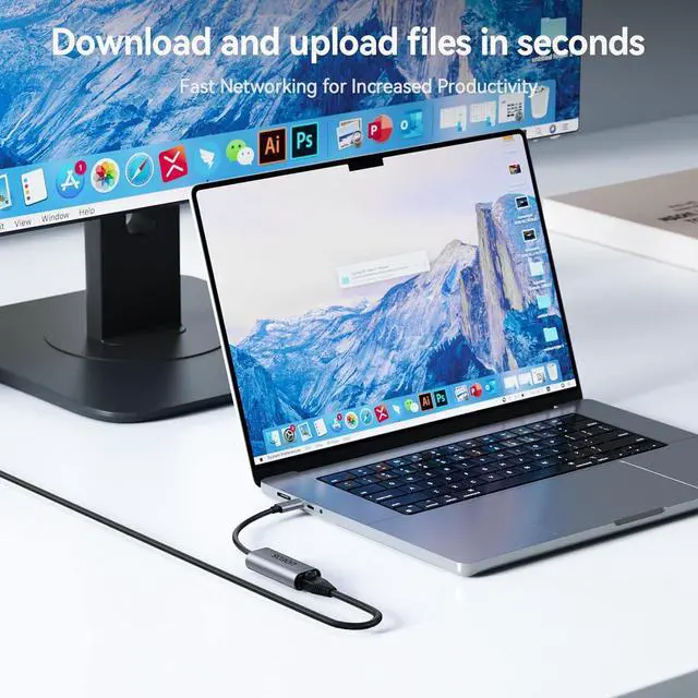 Alt view image 3 of 7 - USB C to Ethernet Adapter 2.5Gbps USB C to RJ45 Ethernet Converter Thunderbolt 4/3 Compatible 2.5G Ethernet Adapter for MacBook iPhone 15/16 Pro Max XPS Surface iPad Pro - Space Gray