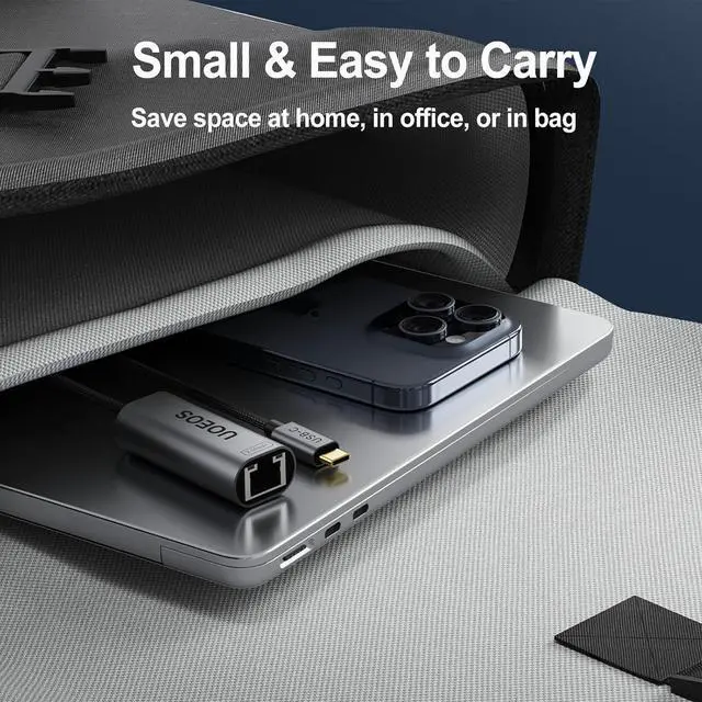 Alt view image 7 of 7 - USB C to Ethernet Adapter 2.5Gbps USB C to RJ45 Ethernet Converter Thunderbolt 4/3 Compatible 2.5G Ethernet Adapter for MacBook iPhone 15/16 Pro Max XPS Surface iPad Pro - Space Gray