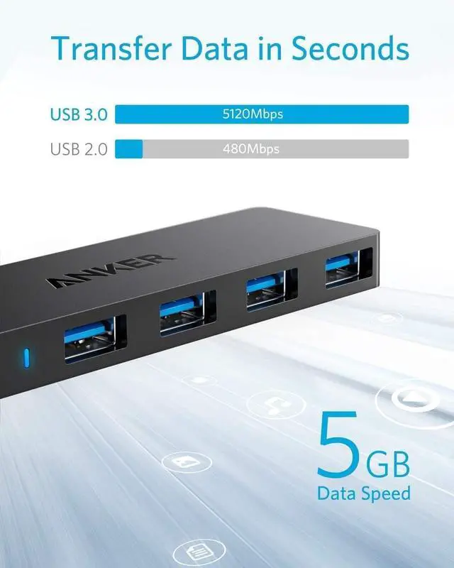 Alt view image 2 of 6 - USB Hub 4 Ports Multiple USB 3.0 Hub USB Splitter for Laptop Extender for A Port Laptop PC Desktop and More [Charging Not Supported](2ft USB-A)