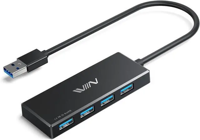 Main image of USB 3.0 Hub 4 Port USB Splitter Extender Portable Adapter Multiport Data Hub for Laptop Xbox Flash Drive HDD Console Camera Keyborad Mouse Windows Mac OS PC Not Designed to Charge Devices-Black