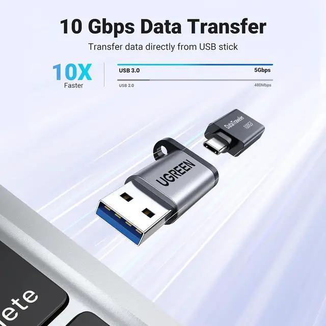 Alt view image 3 of 7 - 10Gbps USB C Female to USB Male Adapter Type C to USB A Charger Cable Converter Compatible with  Watch iPhone 15 14 13 AirPods 3 MacBook  Galaxy Google Pixel etc Gray