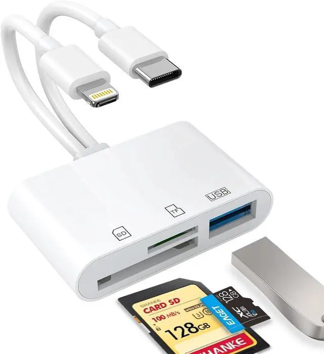Main image of SD Card Reader for iPhone iPad USB C and Lightning Dual Port SD Card Adapter Memory Card Reader for Camera Adapter Support SD Micro SD USB 3.0 No App Driver Required