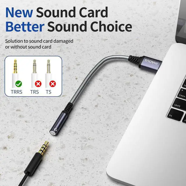 Alt view image 2 of 7 - USB to 3.5mm Jack Audio Adapter TRRS Female Headset Audio Jack Adapter USB-A to 3.5mm AUX Stereo Converter Compatible for PC Windows Laptop Mac Desktops Linux PS5 PS4 Docking Station