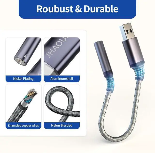 Alt view image 4 of 7 - USB to 3.5mm Jack Audio Adapter TRRS Female Headset Audio Jack Adapter USB-A to 3.5mm AUX Stereo Converter Compatible for PC Windows Laptop Mac Desktops Linux PS5 PS4 Docking Station