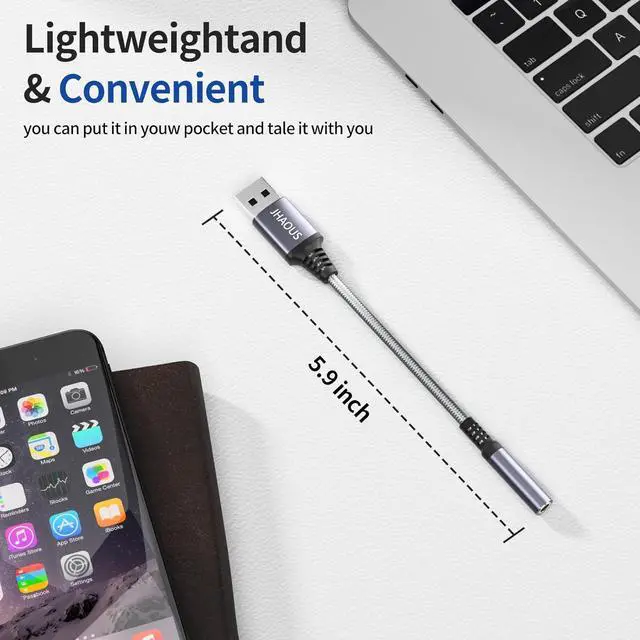 Alt view image 7 of 7 - USB to 3.5mm Jack Audio Adapter TRRS Female Headset Audio Jack Adapter USB-A to 3.5mm AUX Stereo Converter Compatible for PC Windows Laptop Mac Desktops Linux PS5 PS4 Docking Station