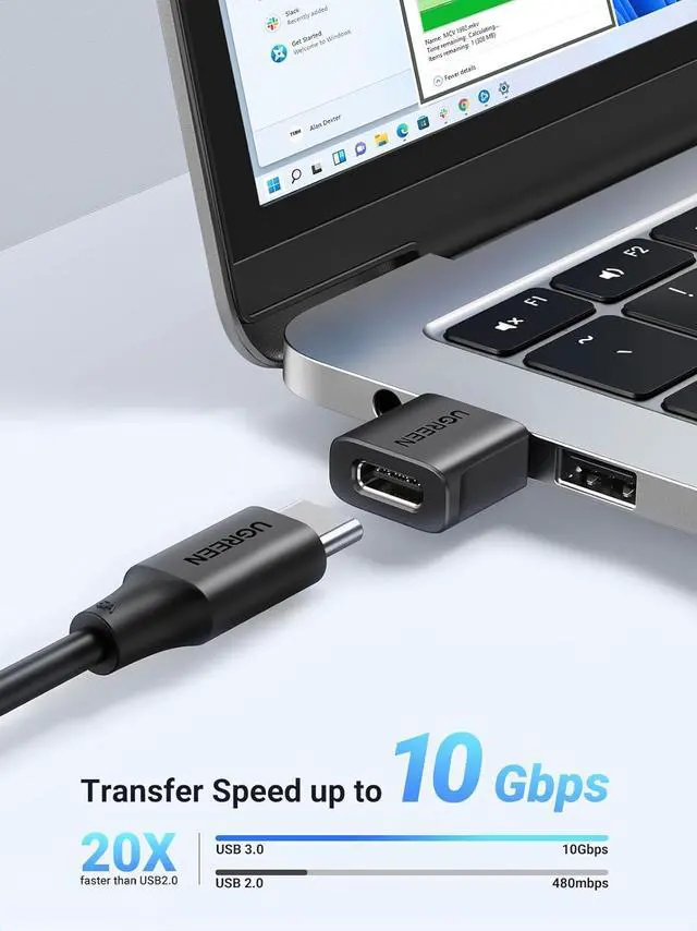 Alt view image 3 of 7 - USB to USB C Adapter 3Pack 10Gbps USBC Female to USBA Male Adapter Type C Charge Converter for iPhone 16 15 14 13 Plus Pro Max iPad Air Mini 6 7  Galaxy S25  Watch Black
