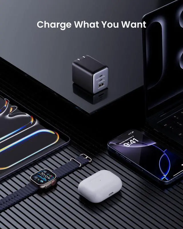 Alt view image 6 of 7 - 100W USB C Charger Block Fast Wall GaN Charger 3-Port Compact Foldable USB Power Adapter for MacBook Pro/Air  XPS iPad Pro iPhone Series Galaxy S25/S24 and More