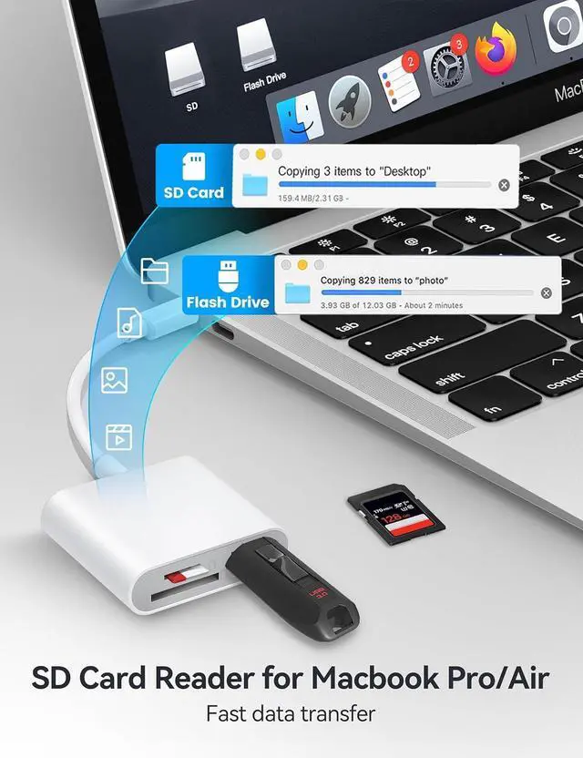 Alt view image 3 of 7 - USB C to SD Card Reader SD Card Adapter with SD MicroSD USB 3 Ports USBC Memory Card Reader for iPhone 15 16 iPad Mac MacBook Pro/Air Android and More USB-C/Type C Devices