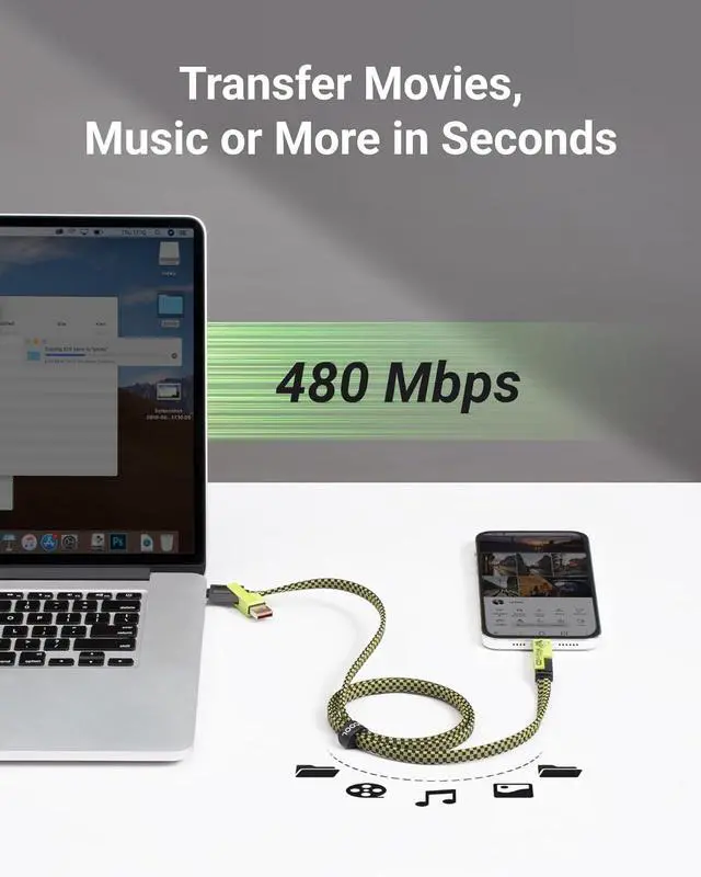 Alt view image 6 of 7 - USB C Cable 4-in-1 USB-C Cable (3ft) 100W C to C Cable Fast Charging with Hook-and-Loop Fastener and Cable Management Universal Charging Cable for MacBook iPad iPhone  Green