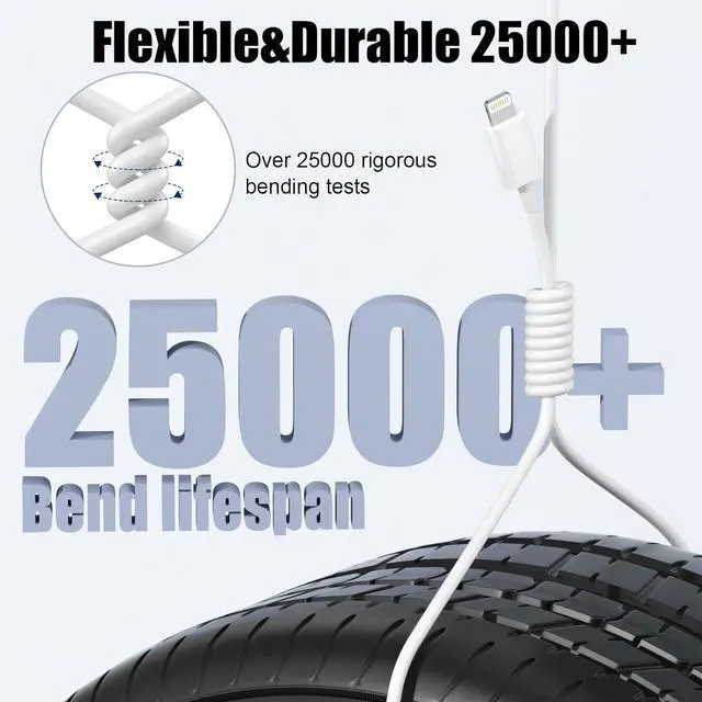 Alt view image 4 of 7 - Car  Carplay Cable 2-Pack 3FT Car Charger Cord [ MFi Certified] USB iPhone Fast Charging Cord for 14/13/12/11/13 Pro/13 Max/X/XS/XR/XS iPad Charger Car Charging Cable (White 3ft)