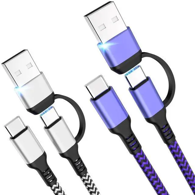 Main image of USB C to USB C Cable 6FT 2Pack 60W 2in1 Charging Cable Type C Charger Fast Charging Cord USB A/C to USB-C Cable for iPhone 16 Pro Max15 Pro iPad Pro/AIR/Mini 6 MacBook  Galaxy S24 Ultra