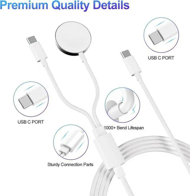 Alt view image 3 of 5 - for  Watch and iphone 15 16 Charger 2 in 1 Magnetic Charging Cable 20W USB C Fast Charging Block for iWatch Series SE/10/9/8/7/6/5/4/3/2/1&iPhone 15 Pro Max/iPad 12.9/11/10.9/Air 5/4 Charger Cord