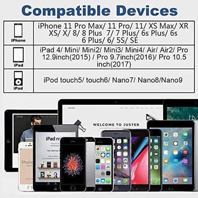 Alt view image 3 of 7 - 4Pack [ MFi Certified] Charger Lightning to USB Charging Cable 6FT Cord Compatible iPhone 14/13/12/11 Pro/11/XS MAX/XR/8/7/6s Plus iPad Pro/Air/Mini iPod Touch
