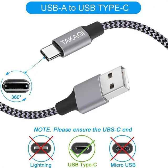 Alt view image 2 of 7 - USB to USB C Cable (3Pack 6ft) USB A to Type C Cable Fast Charging Nylon Braided Data Sync Transfer Cord USB C Charger for iPhone 16 Pro Max/16 Plus/15 Pro Max/15 Plus/Galaxy S20 S10 Note 20