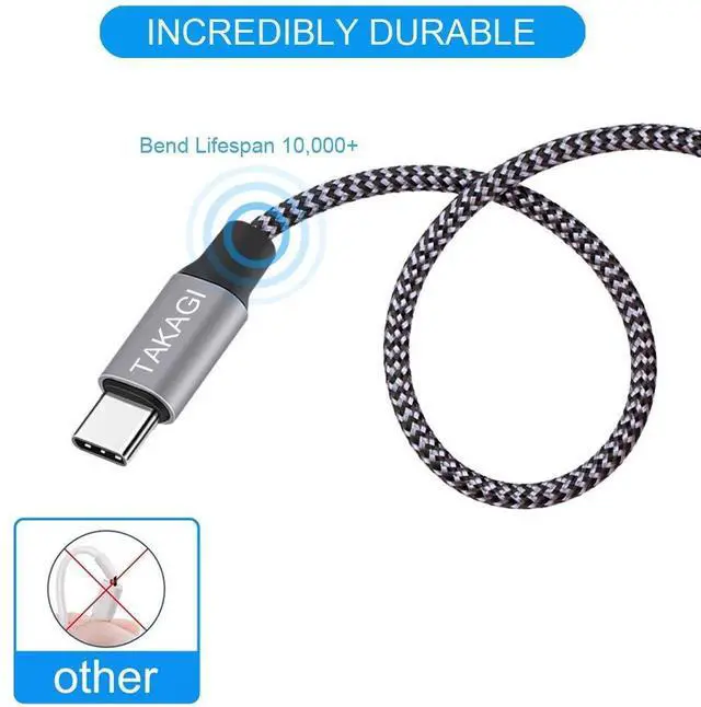 Alt view image 3 of 7 - USB to USB C Cable (3Pack 6ft) USB A to Type C Cable Fast Charging Nylon Braided Data Sync Transfer Cord USB C Charger for iPhone 16 Pro Max/16 Plus/15 Pro Max/15 Plus/Galaxy S20 S10 Note 20
