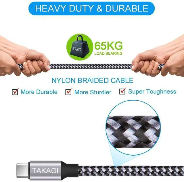 Alt view image 4 of 7 - USB to USB C Cable (3Pack 6ft) USB A to Type C Cable Fast Charging Nylon Braided Data Sync Transfer Cord USB C Charger for iPhone 16 Pro Max/16 Plus/15 Pro Max/15 Plus/Galaxy S20 S10 Note 20