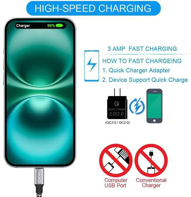 Alt view image 5 of 7 - USB to USB C Cable (3Pack 6ft) USB A to Type C Cable Fast Charging Nylon Braided Data Sync Transfer Cord USB C Charger for iPhone 16 Pro Max/16 Plus/15 Pro Max/15 Plus/Galaxy S20 S10 Note 20