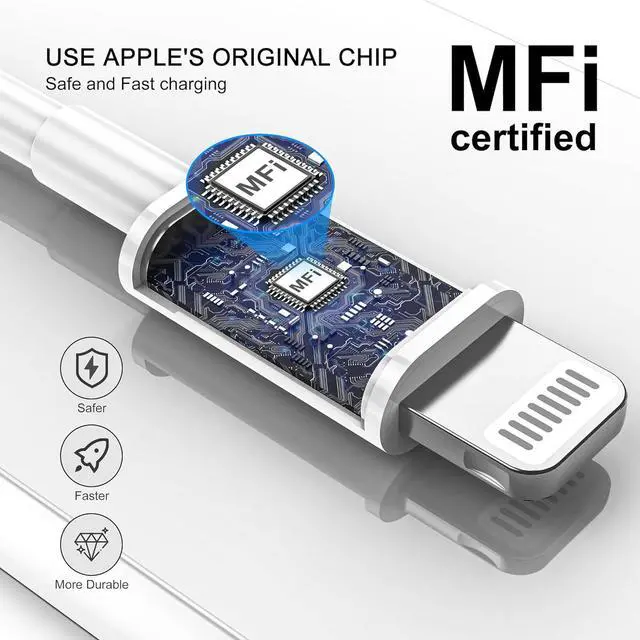 Alt view image 3 of 7 - Car iPhone Carplay Cable Car Charger Cord USB A to Lightning Cable Fast Charging & Data Transfer for iPhone 14/13/12/11 Pro Max XR XS X 8 7 6 Plus SE Charger Car Charging Cable 3ft Tangle-Free