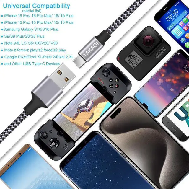 Alt view image 7 of 7 - USB to USB C Cable (3Pack 6ft) USB A to Type C Cable Fast Charging Nylon Braided Data Sync Transfer Cord USB C Charger for iPhone 16 Pro Max/16 Plus/15 Pro Max/15 Plus/Galaxy S20 S10 Note 20