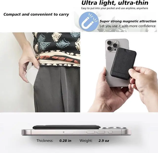 Alt view image 6 of 6 - Magnetic Phone Stand, Foldable Cell Phone tripods Stain-Resistant Leather & Angle Adjustment, Multifuctional Strong Magnets Tripod for iPhone 16/15/14/13/12 -Grey