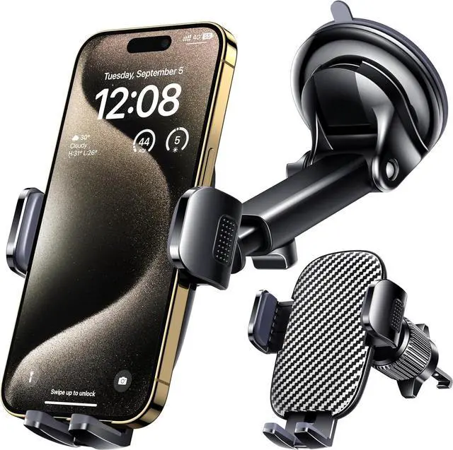 Main image of Car Phone Holder Mount Phone Mount for Car Windshield Dashboard Air Vent Universal Hands Free Automobile Cell Phone Holder Fit for iPhone Smartphone Carbon Fiber