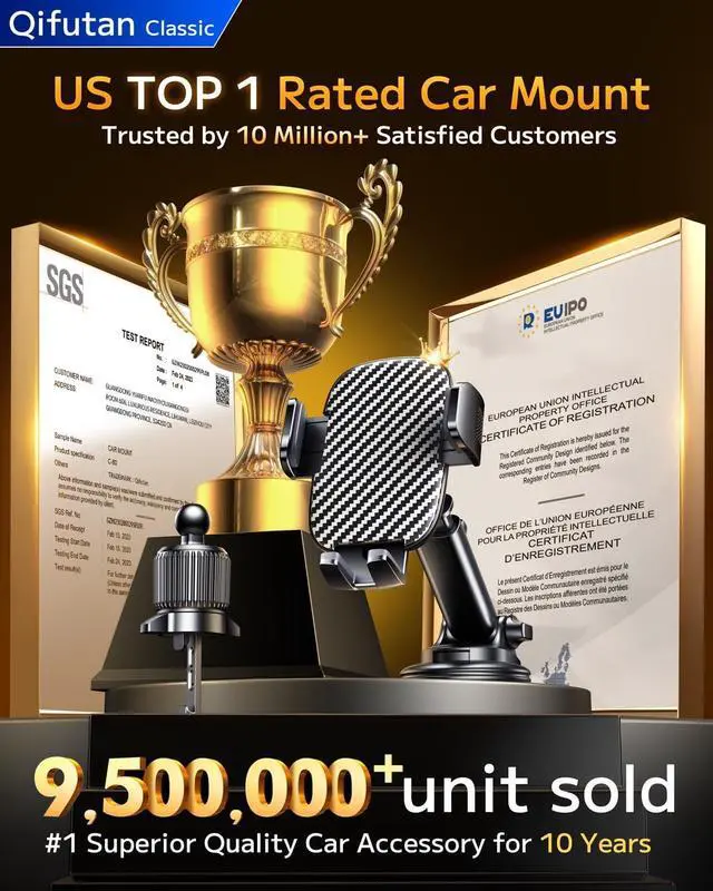 Alt view image 2 of 7 - Car Phone Holder Mount Phone Mount for Car Windshield Dashboard Air Vent Universal Hands Free Automobile Cell Phone Holder Fit for iPhone Smartphone Carbon Fiber