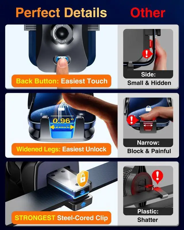 Alt view image 6 of 7 - 85+LBS Strongest Suction & Military-Grade 2025 Ultimate Car Phone MountPatent & Safety Certs Cell Phone Holder Truck Stand for Dashboard Windshield Vent for iPhone 16 15 Pro Max 14