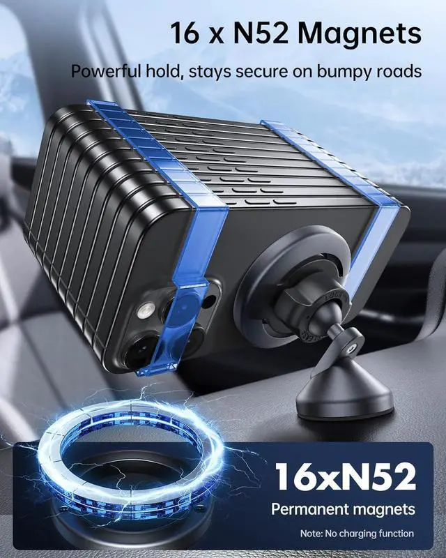 Alt view image 2 of 7 - SYNCWIRE for MagSafe Car Mount - 360 Rotation Magnetic Phone Holder for Car Dashboard, Strong Magnets Car Phone Holder Mount Compatible iPhone 16 Pro Max 15 14 13 12,Samsung - MagSafe Car Accessories