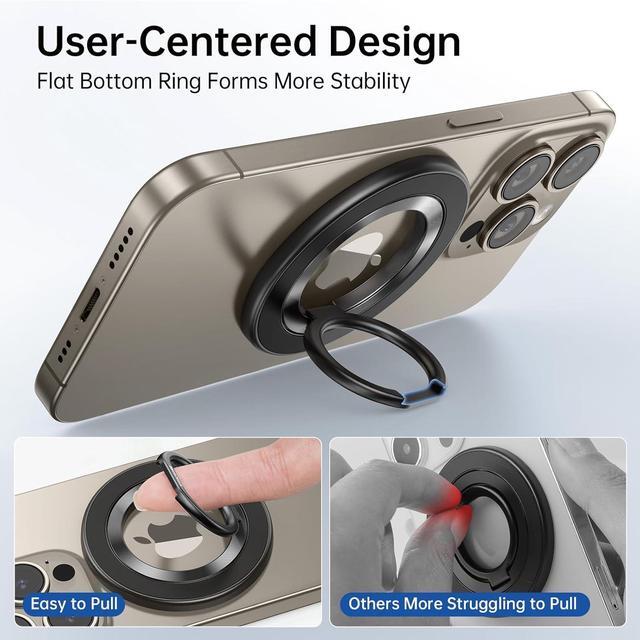 Alt view image 5 of 7 - Upgraded Magnetic Phone Ring Holder for MagSafe Magnetic Cell Phone Grip Stand Finger Ring Kickstand Two-Sided Magnetic Compatible with iPhone 16 Pro Max 15 14 13 12 MagSafe Accessories
