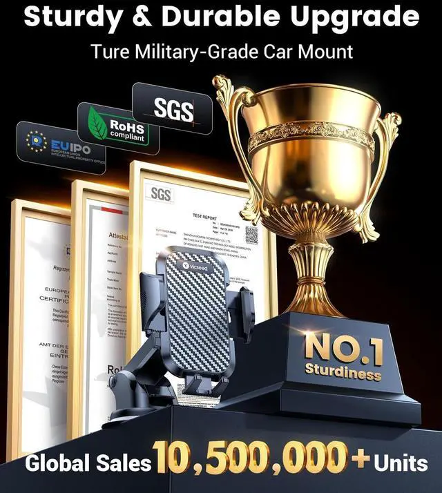 Alt view image 2 of 7 - 3-in-1 Phone Holders for Your Car [2025 Most Stable and Flexible Suction Cup] Vent Dashboard Windshield Cell Phone Car Mount Fit for iPhone  All Phone