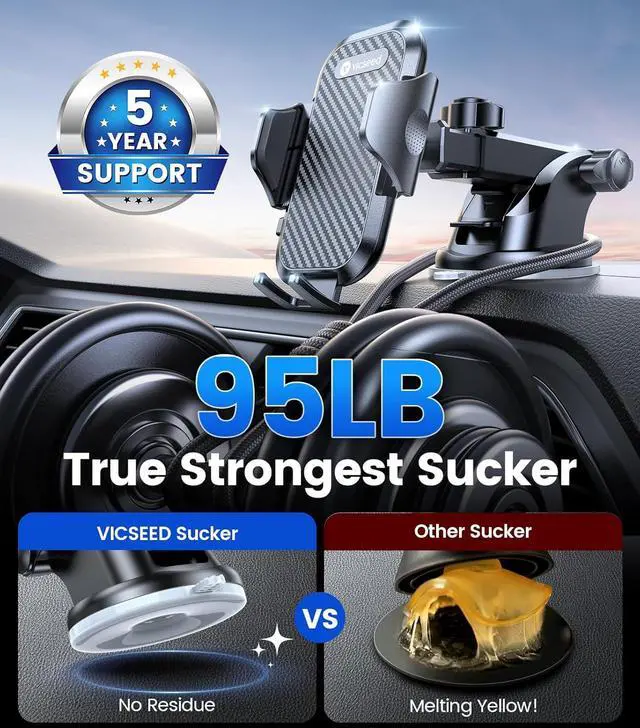 Alt view image 4 of 7 - 3-in-1 Phone Holders for Your Car [2025 Most Stable and Flexible Suction Cup] Vent Dashboard Windshield Cell Phone Car Mount Fit for iPhone  All Phone