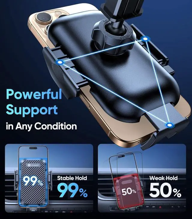 Alt view image 5 of 7 - 3-in-1 Phone Holders for Your Car [2025 Most Stable and Flexible Suction Cup] Vent Dashboard Windshield Cell Phone Car Mount Fit for iPhone  All Phone