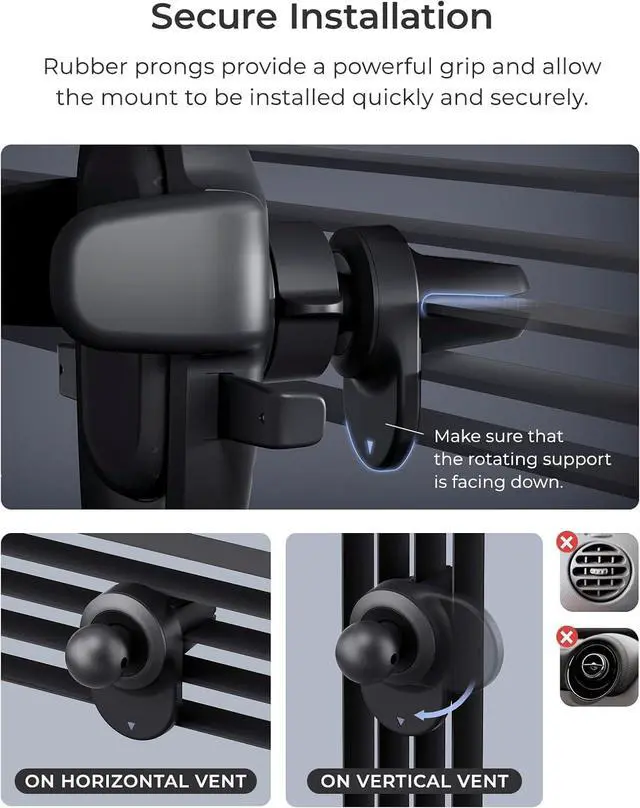 Alt view image 4 of 6 - Easy One Touch Advanced Air Vent Car Phone Mount - Universal Cell Phone Holder for iPhone Google Moto LG and All Other Smartphones