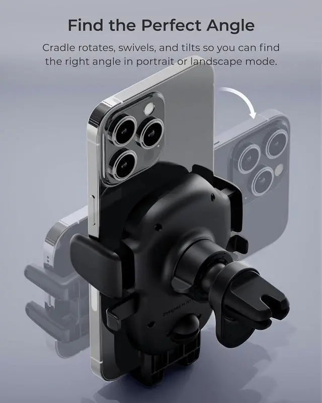 Alt view image 5 of 6 - Easy One Touch Advanced Air Vent Car Phone Mount - Universal Cell Phone Holder for iPhone Google Moto LG and All Other Smartphones