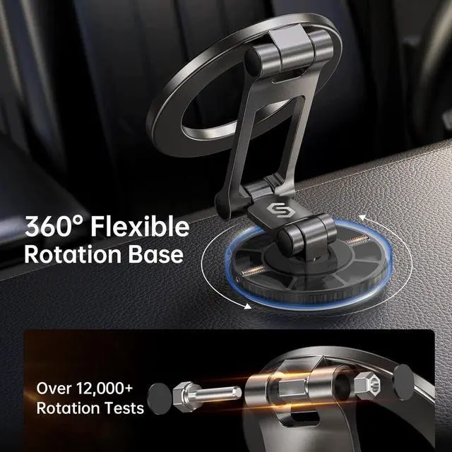 Alt view image 3 of 7 - Syncwire Fits MagSafe Car Mount for Car Dash&Tesla Screen[All-Metal] Magnetic Phone Holder, [Flexible Three-axis]360° Rotation Car Mount Strong Magnets Car Phone Holder for iPhone 16 15 14 13 Pro Max