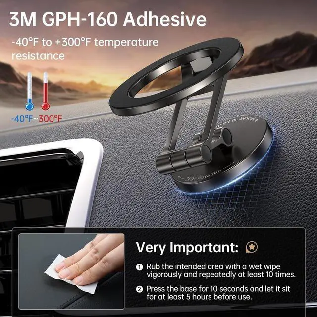 Alt view image 5 of 7 - Syncwire Fits MagSafe Car Mount for Car Dash&Tesla Screen[All-Metal] Magnetic Phone Holder, [Flexible Three-axis]360° Rotation Car Mount Strong Magnets Car Phone Holder for iPhone 16 15 14 13 Pro Max