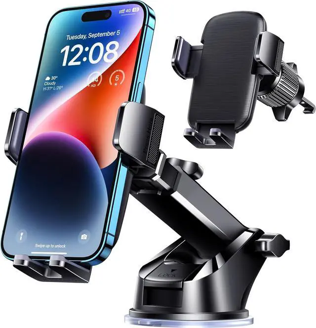 Main image of Phone Mount for Car Phone Holder Car Phone Holder Mount Windshield Dashboard Air Vent Universal Automobile Mount Fit for All iPhone Android Smartphones