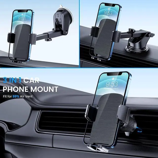 Alt view image 2 of 7 - Phone Mount for Car Phone Holder Car Phone Holder Mount Windshield Dashboard Air Vent Universal Automobile Mount Fit for All iPhone Android Smartphones