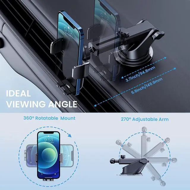Alt view image 4 of 7 - Phone Mount for Car Phone Holder Car Phone Holder Mount Windshield Dashboard Air Vent Universal Automobile Mount Fit for All iPhone Android Smartphones