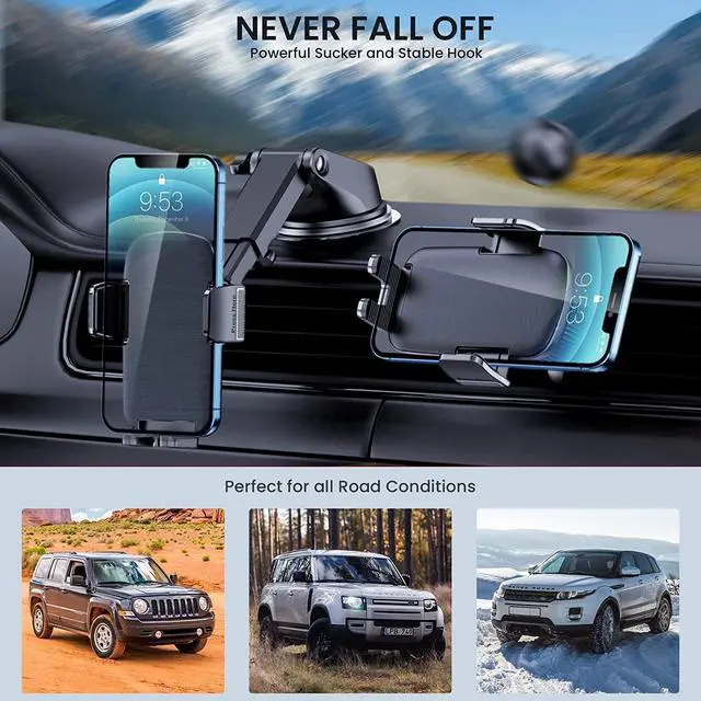 Alt view image 6 of 7 - Phone Mount for Car Phone Holder Car Phone Holder Mount Windshield Dashboard Air Vent Universal Automobile Mount Fit for All iPhone Android Smartphones