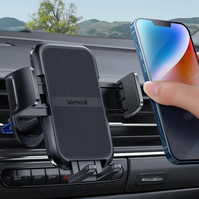 Main image of 2025 Wider Clamp & Metal Hook Car Phone Holder Vent [Thick Cases Friendly] Phone Holders for Your Car Mount Automobile Hands Free Cradle Air Vent for iPhone 16 15 14 13 Pro Max Smartphone