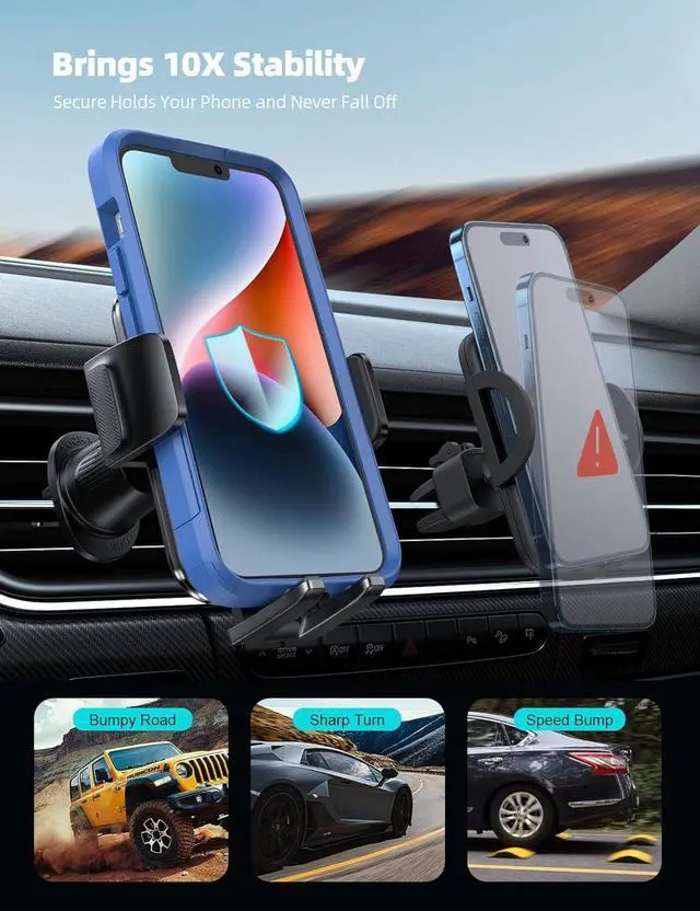 Alt view image 4 of 7 - 2025 Wider Clamp & Metal Hook Car Phone Holder Vent [Thick Cases Friendly] Phone Holders for Your Car Mount Automobile Hands Free Cradle Air Vent for iPhone 16 15 14 13 Pro Max Smartphone