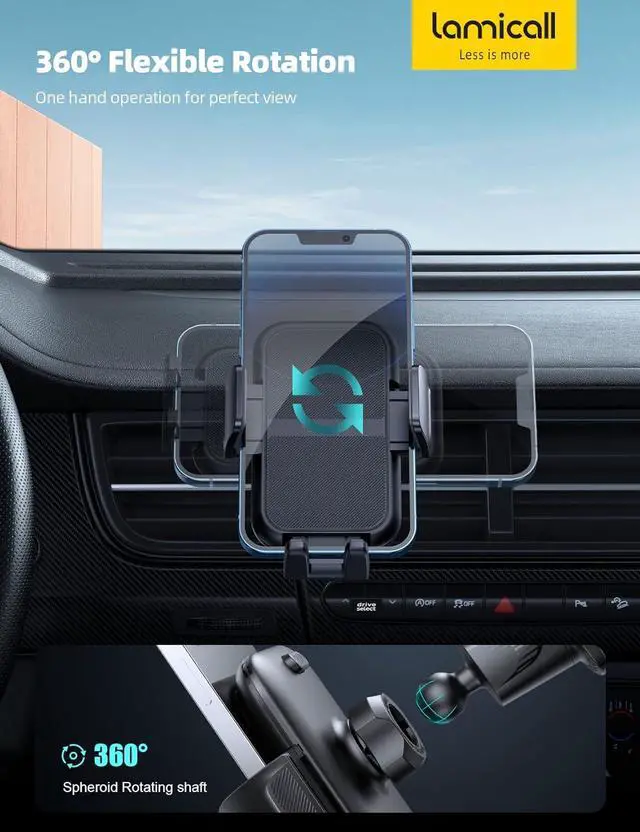Alt view image 7 of 7 - 2025 Wider Clamp & Metal Hook Car Phone Holder Vent [Thick Cases Friendly] Phone Holders for Your Car Mount Automobile Hands Free Cradle Air Vent for iPhone 16 15 14 13 Pro Max Smartphone