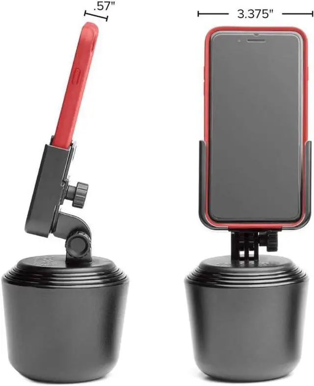 Alt view image 2 of 7 - CupFone C Adjustable Universal Cup Holder Phone Mount Accessory for Car C Compatible with iPhone & Other Smartphones C Open Access Design for Cell Phone Charging - Black Plastic Knobs