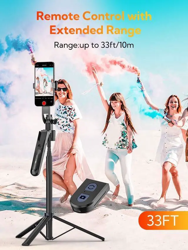 Alt view image 4 of 7 - 70 Auto Face Tracking Tripod Extendable 360 Rotation Phone Holder for iPhone and Android Selfie Stick w/Remote Control and Smart Gesture Phone Tripod Video Recording for TikTok(UTK-01)