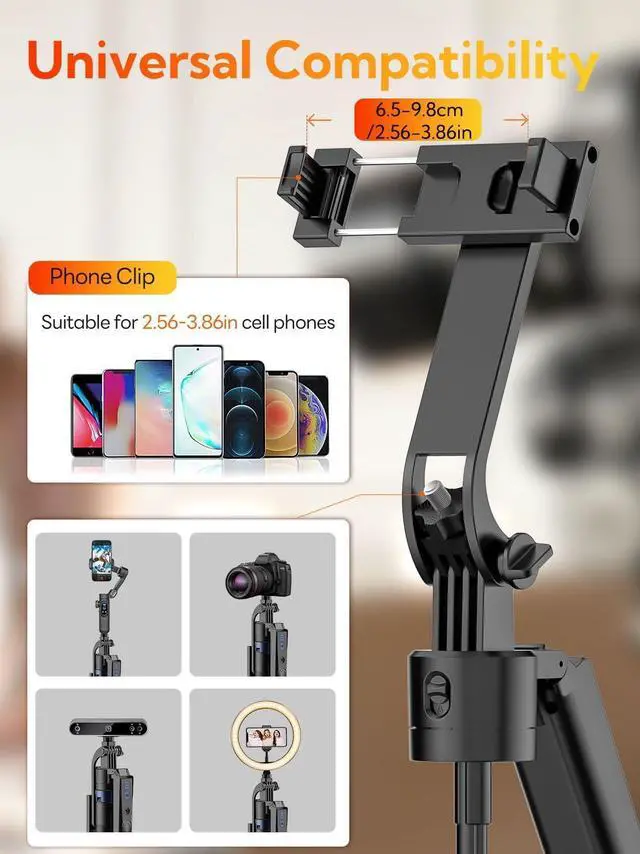 Alt view image 6 of 7 - 70 Auto Face Tracking Tripod Extendable 360 Rotation Phone Holder for iPhone and Android Selfie Stick w/Remote Control and Smart Gesture Phone Tripod Video Recording for TikTok(UTK-01)