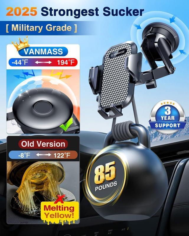 Alt view image 4 of 7 - [Pro Version] Universal Car Phone Mount [2025 Super Suction Cup] Phone Holder for Car Cell Phone Car Mount for Windshield Dash Vent Truck Stand for iPhone 16 Pro Max 15 14 13  Android
