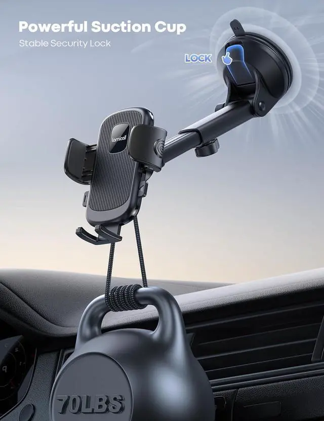 Alt view image 4 of 7 - Car Phone Holder - [Strongest Military-Grade Suction Cup] 360 Rotation Phone Holders for Your Car Quick Release Adjustable Car Phone Mount Dashboard for iPhone 16 Galaxy Smartphone Truck