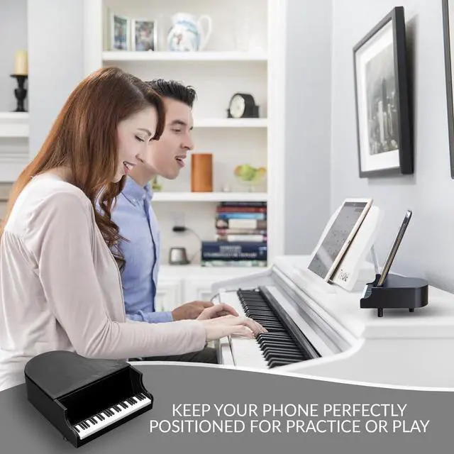 Alt view image 3 of 5 - Piano Phone Stand - Fancy Phone Holder for Bed Office - Large Cell Phone Stand Holds 8 cm Wide Phones for Piano Players Music Lovers - Sturdy Desk Phone Stand